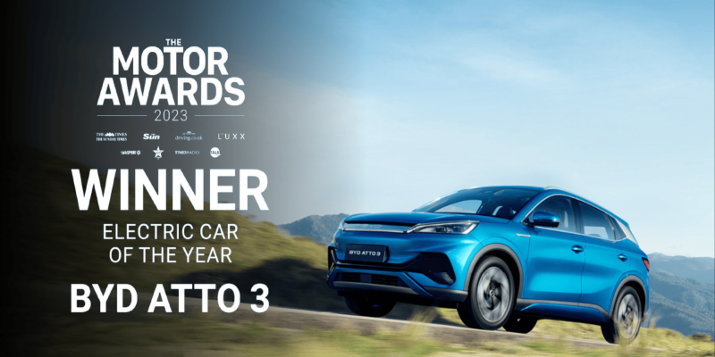 BYD ATTO 3 Crowned Electric Car of the Year by News UK